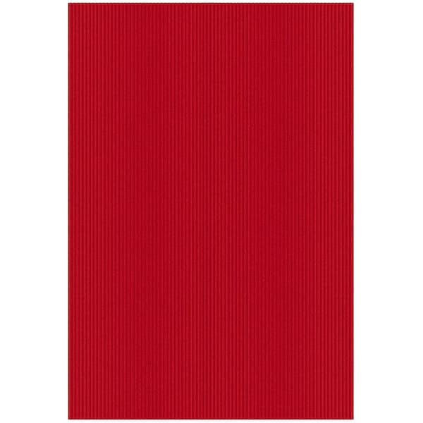 Ottomanson Lifesaver Scrape Rib Non-Slip Custom Cut Long Hallway Runner Rug, 6 ft. 6 in. x 8 ft. Red Polyester Garage Flooring