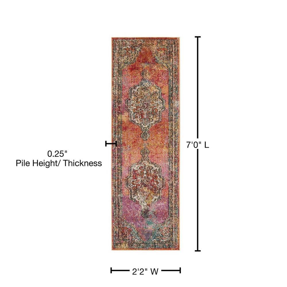 Colorful Low Pile Bohemian Floral Area Rug