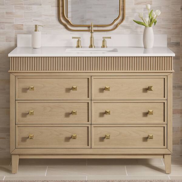 Danby 48 in. Single Sink Platinum Oak Bath Vanity with White Engineered Marble Top (Assembled)
