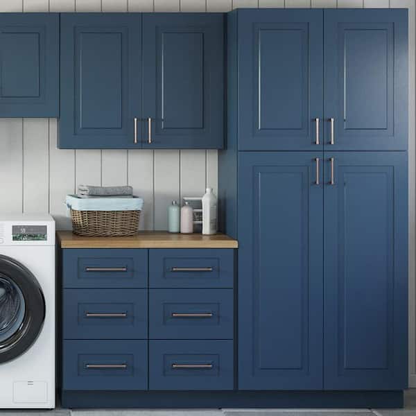 Greenwich Velencia Blue 34.5 in. H x 18 in. W x 24 in. D Plywood Laundry Room Drawer Base Cabinet with 0 Shelves