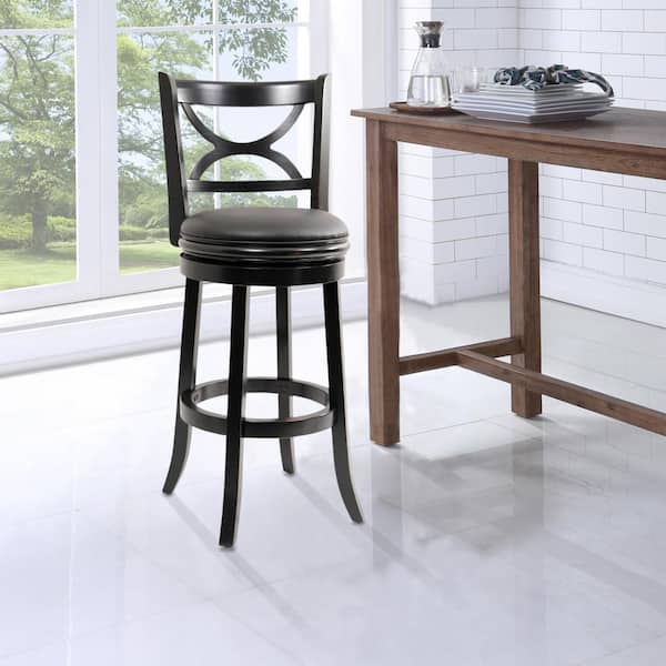 Black Swivel Cushioned Bar Stool 45729, What Height Should Kitchen Bar Stools Bed Bath And Beyond Be