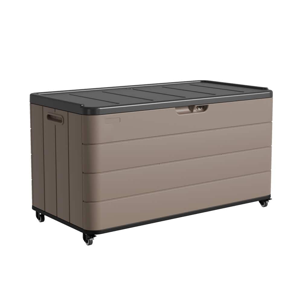 "46"" W x 24"" H -110 Gallon Outdoor Waterproof Plastic(HDPE) Storage Deck Box with Wheels,Coffee" price history on PriceWatchPro