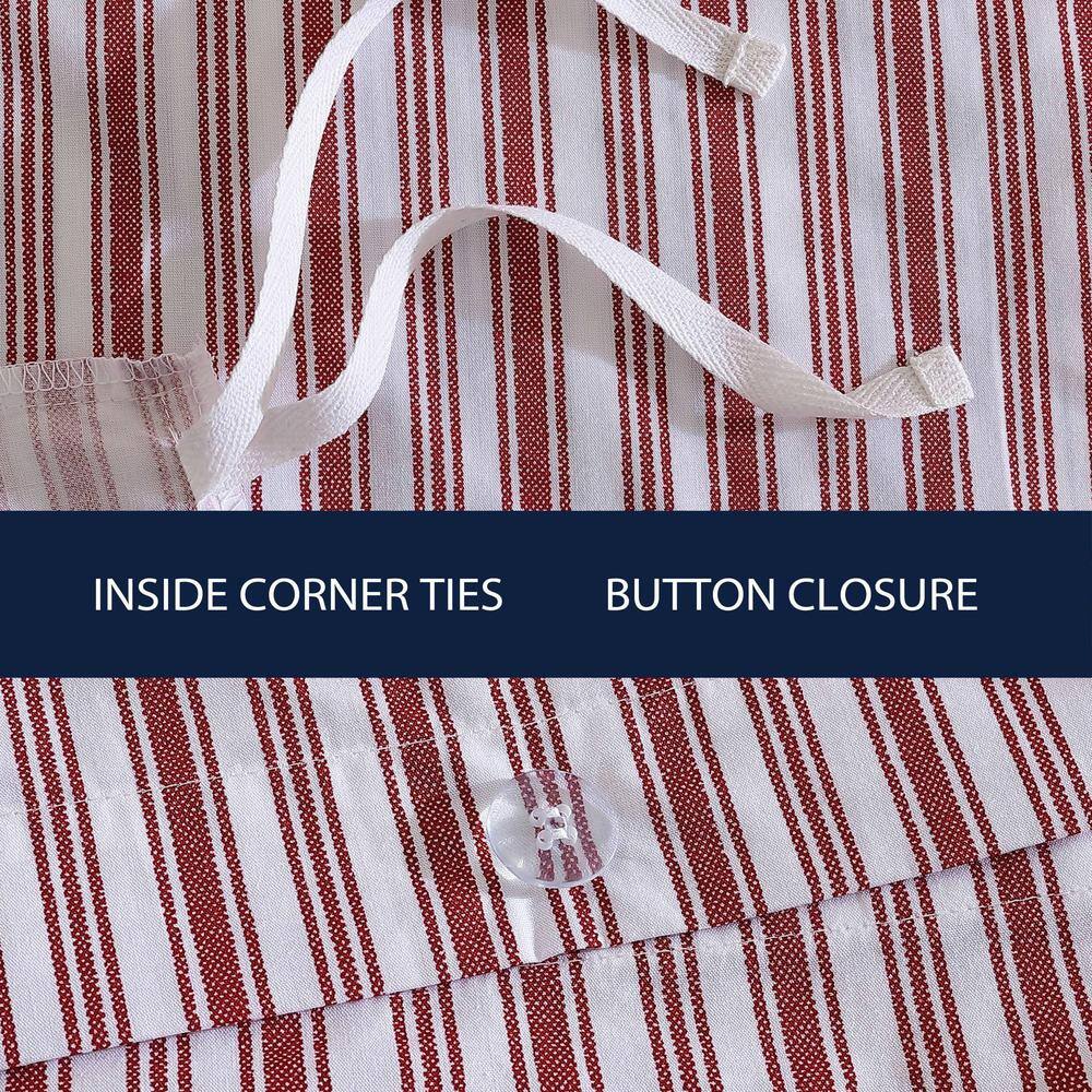 Coleridge Red and White Cotton Twin Duvet Cover