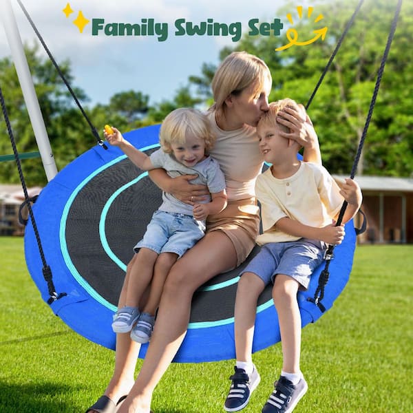 MISOPILY 50 in. Large Saucer Swing Set with Textilene Seat and