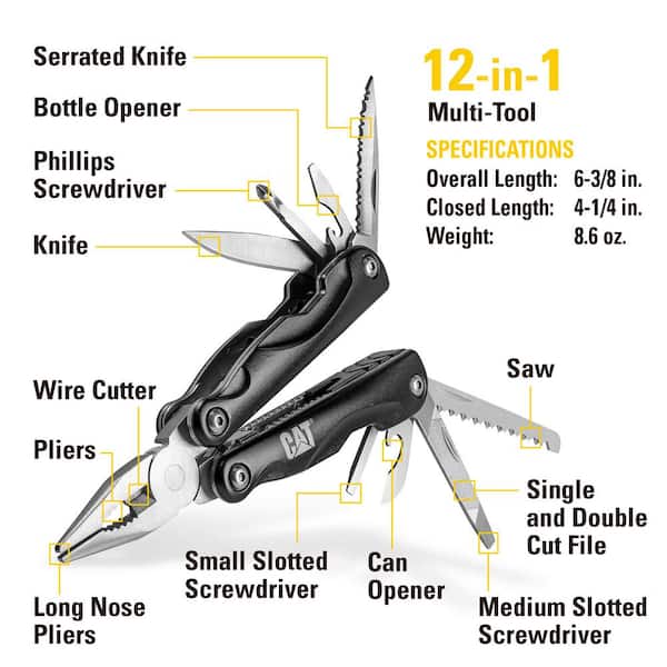 CAT 3-Piece 9-in-1 Multi-Tool, Knife, and Multi-Tool Key Chain Gift Box Set  240125 - The Home Depot