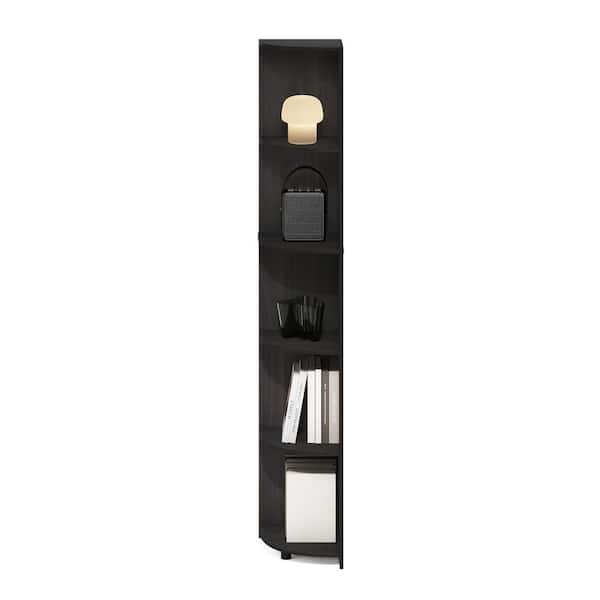 Furinno Econ 70.87 in. Tall Espresso Wood 5-Shelf Corner Bookcase