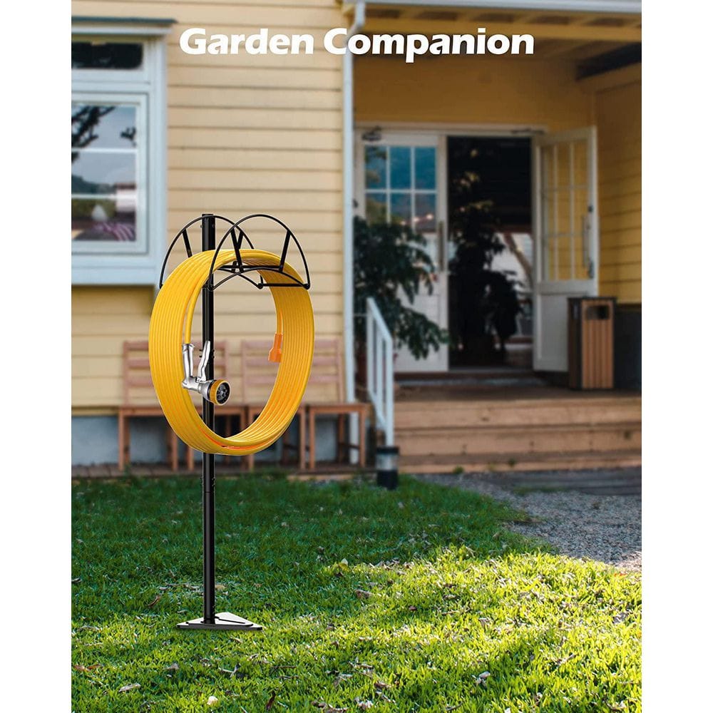 Black Metal Freestanding Garden Hose Holder Stake
