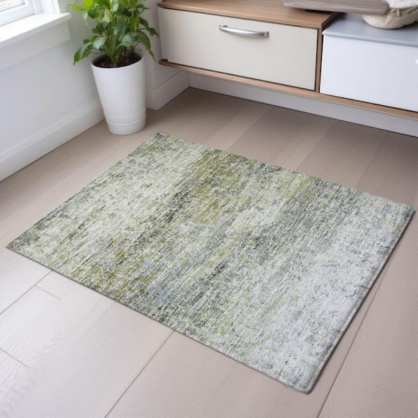 Mayfield Premium Machine Washable Abstract AMF1129 Aloe 2 ft. x 3 ft. Area Rug