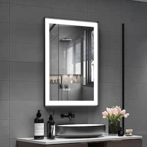 24 in. W x 36 in. H Rectangular Black Framed Anti-Fog LED Dimmable 3CCT Light Modern Wall Bathroom Vanity Mirror