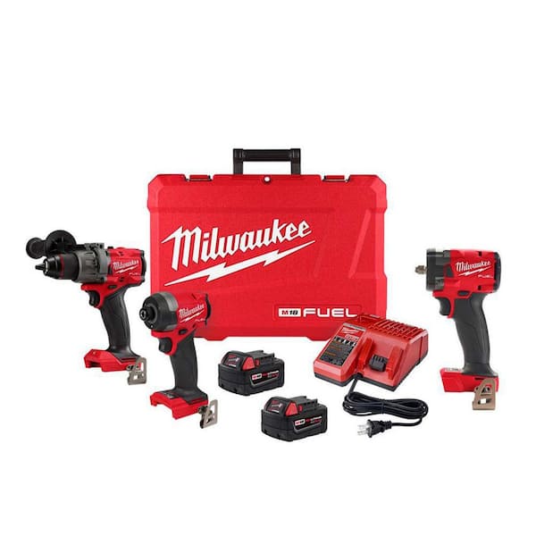 Milwaukee M18 FUEL 18-V Lithium-Ion Brushless Cordless Hammer Drill/Impact Driver Combo Kit (2-Tool) with 3/8 in. Impact Wrench