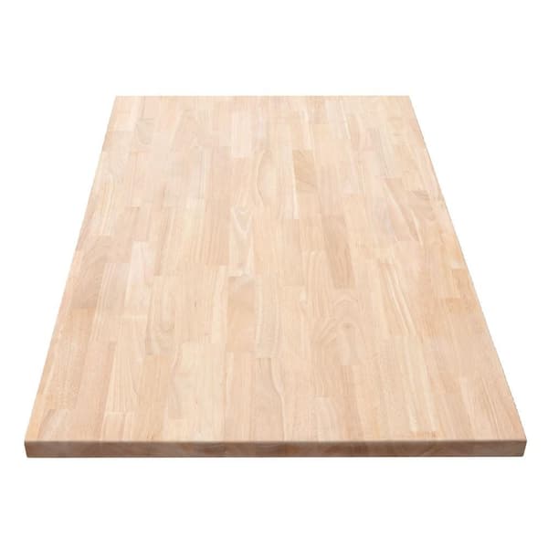 Hampton Bay 6 ft. L x 39 in. D Unfinished Hevea Butcher Block Island Countertop in with Standard Edge, Natural Color Unfinished