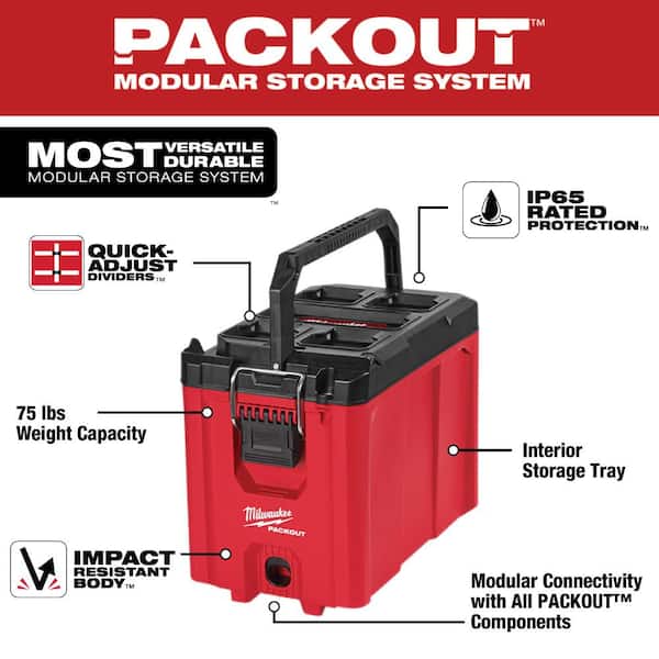 Milwaukee - PACKOUT 10 in. Compact Portable Tool Box with Adjustable Dividers and Interior Storage Tray