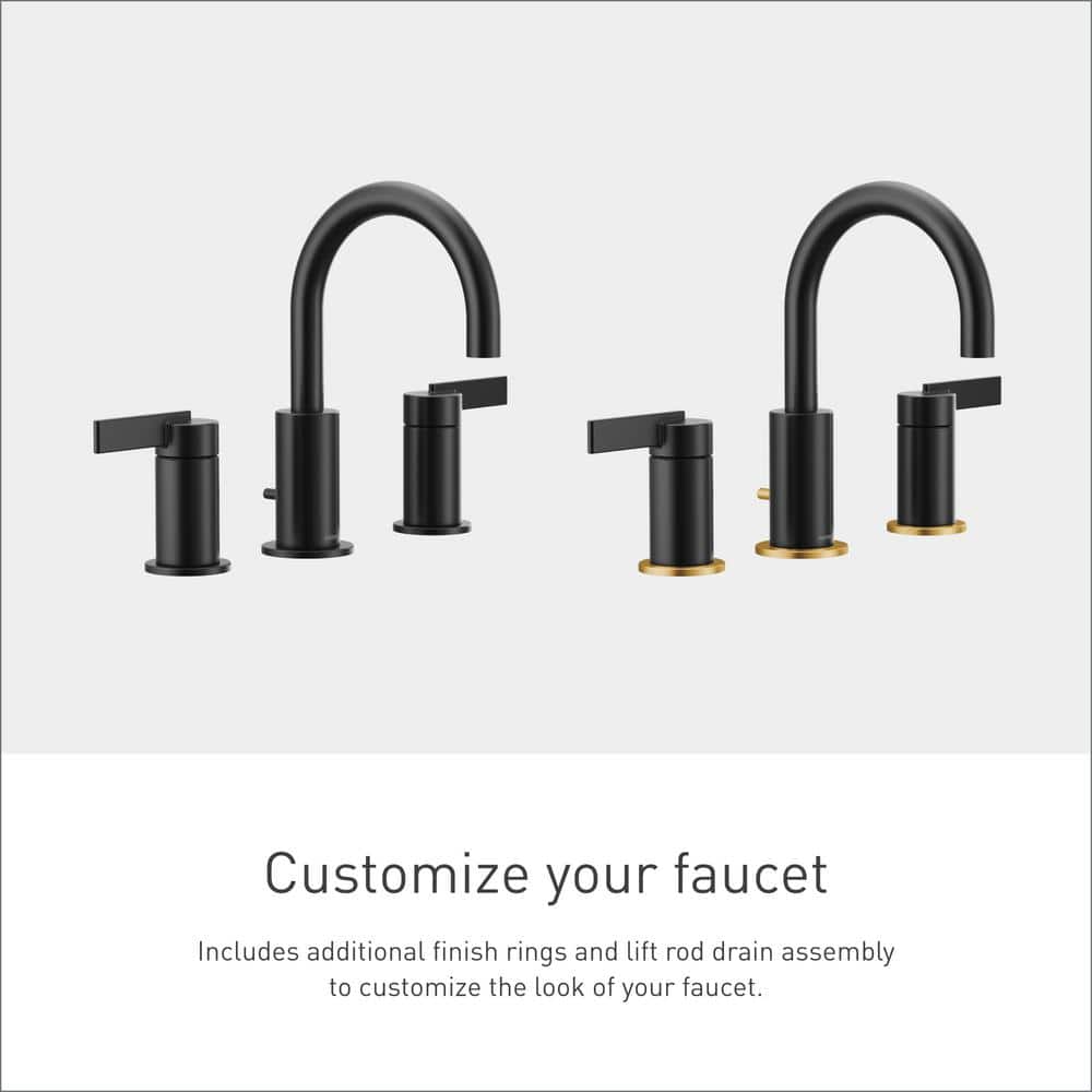 Contemporary Matte Black 16" Widespread Bathroom Faucet in Chrome