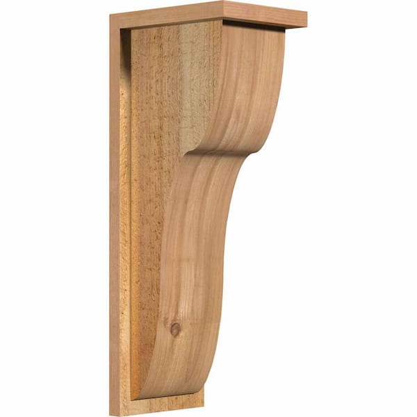 Ekena Millwork 8 in. x 10 in. x 26 in. Western Red Cedar Carmel Rough Sawn Corbel with Backplate