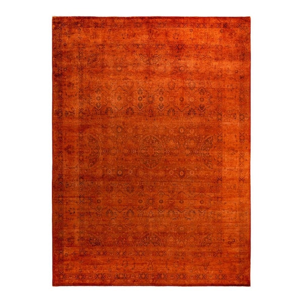 Overdyed Orange 9 ft. x 12 ft. Solid Wool Indoor Area Rug
