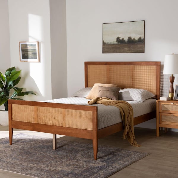 Walthard Light Walnut Brown Wood Frame Queen Platform Bed