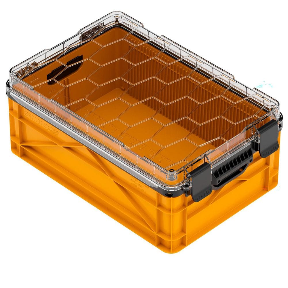 Weather Resistant Half Size Storage Bin High Stacking Capacity Heavy Duty Stackable Storage Bin w/ Lid and Dividers Sol price history on PriceWatchPro