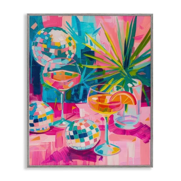 Stupell Industries Dazzling Disco Cocktails by LSR Design Studio Gray Framed Food Giclee Art Print 20 in. x 16 in.