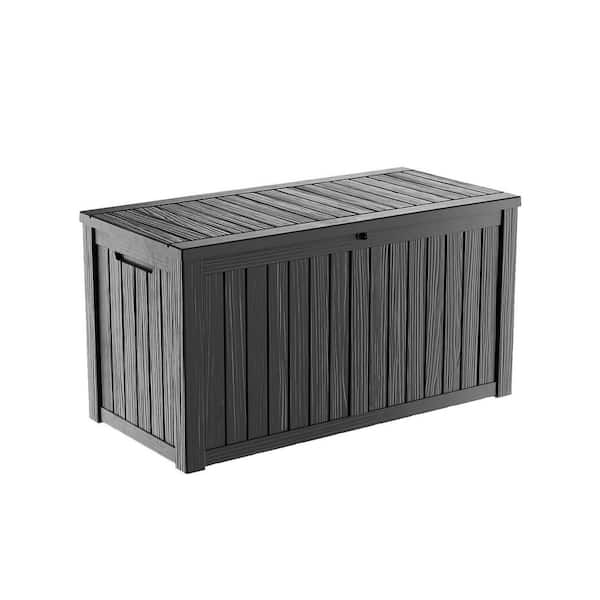 150 Gal. Waterproof Outdoor Resin Storage Deck Box, Large Lockable Capacity, Versatile Deck Storage Bench