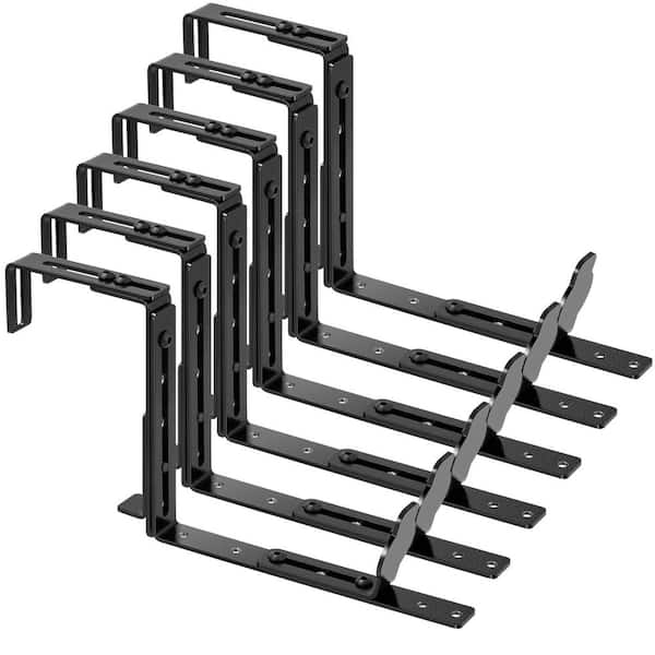 Adjustable Carbon Steel Window Planter Box Brackets for Railings, Fences, Walls, Window Sills (6-Pack)