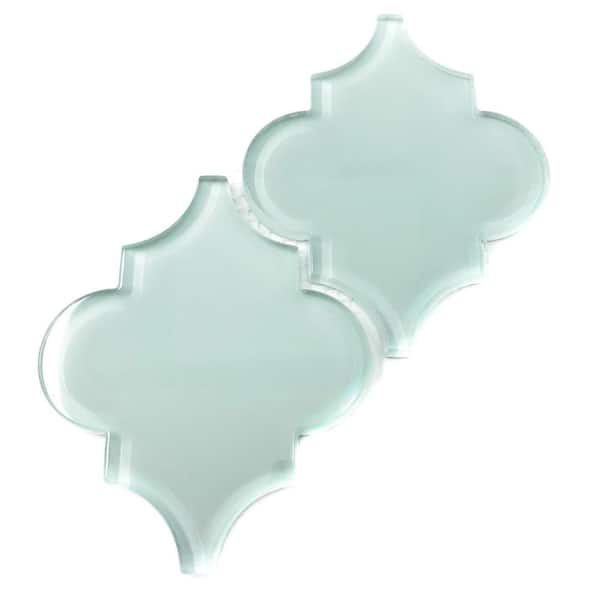 Giorbello Glass Arabesque Mosaic Tile - Baby Blue 3 in. x 4 in. x 8mm Sample