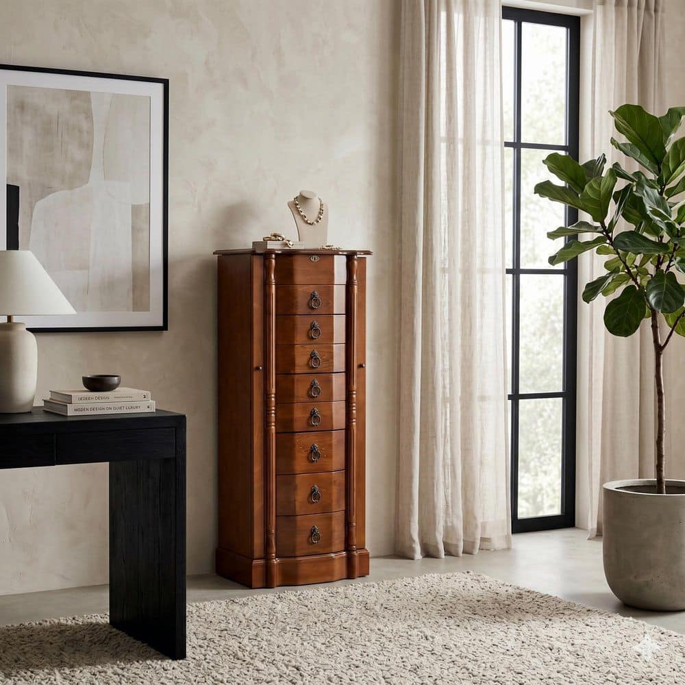 HIVES HONEY Robyn Walnut Jewelry Armoire 1004-382 - The Home Depot