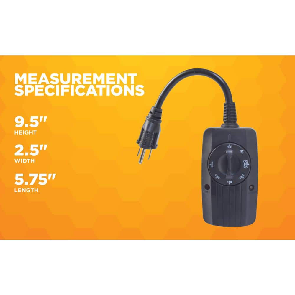 Black Outdoor Mechanical Light Sensor Timer with Photocell