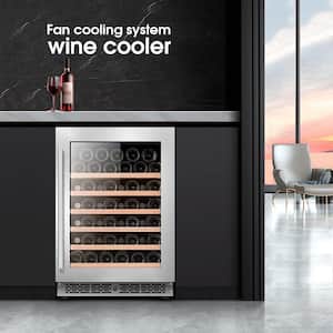 24 in. Single Zone Beverage and Wine Cooler in Black, 53 Bottle Capacity Undercounter Wine Fridge
