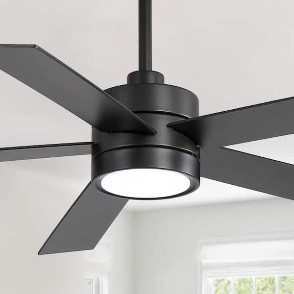 Corral 52 in. Indoor Integrated LED Black Standard Ceiling Fan with Light, 5-Black Blades, Downrod and Remote Included
