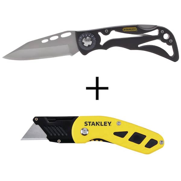 Stanley 7-1/4 in. Skeleton Folding Pocket Knife and Compact Fixed Blade Folding Utility Knife