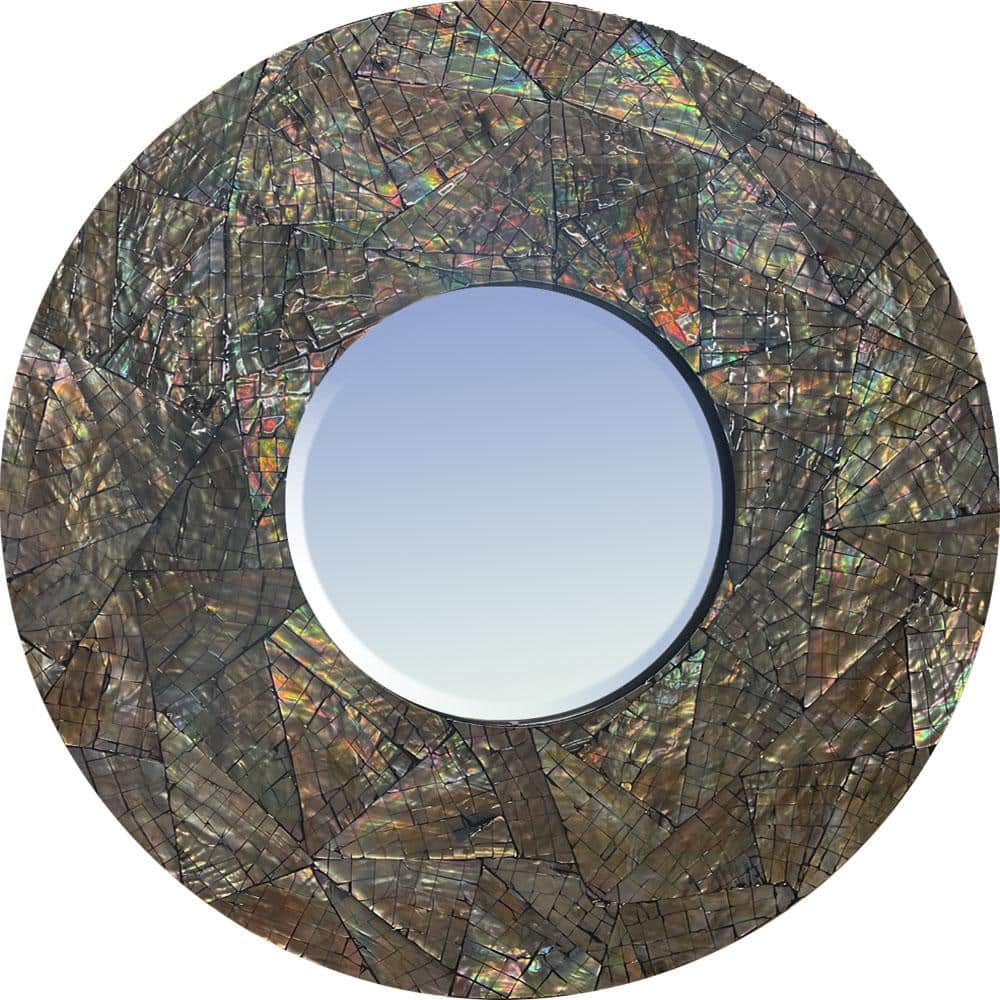 UPC 856930003082 product image for Brindled Glam Small Mother of Pearl 18 in. x 18 in. Classic Round Framed Silver  | upcitemdb.com