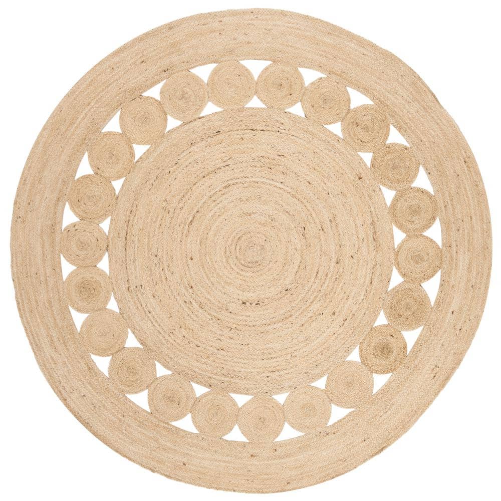 Natural Fiber Ivory 11 ft. x 11 ft. Border Woven Round Area Rug price history on PriceWatchPro