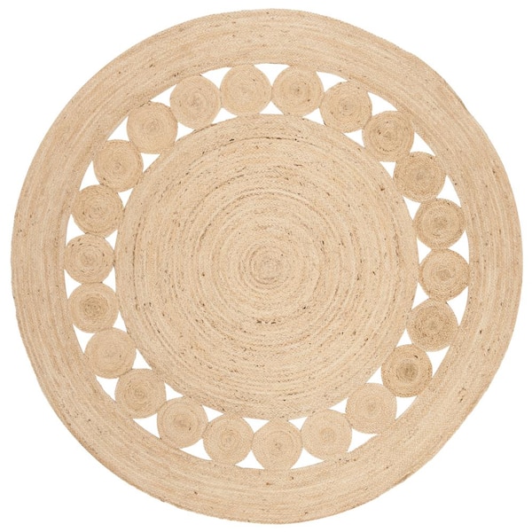 SAFAVIEH Natural Fiber Ivory 11 ft. x 11 ft. Border Woven Round Area Rug