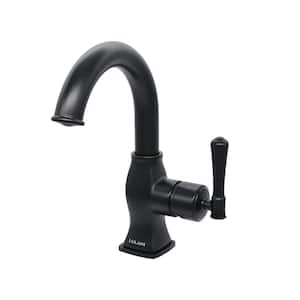 Aurora 1-Handle Single Hole Bathroom Faucet in Matte Black