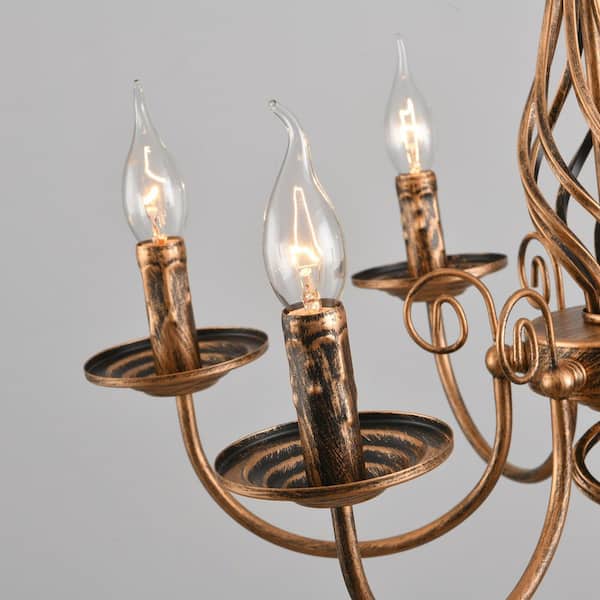 Genoci 6-Light Bronze Dimmable Classic Traditional Chandelier for