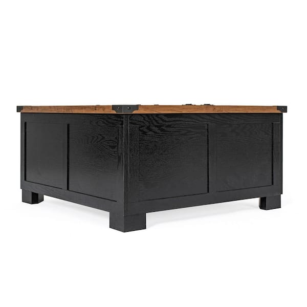 Carnegy Avenue 36 in. Black/Rustic Oak Square Engineered Wood Coffee Table