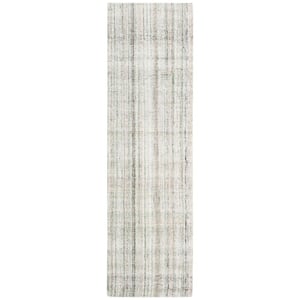 Abstract Green/Sage 2 ft. x 14 ft. Distressed Striped Runner Rug