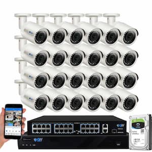 32-Channel 5MP 8TB NVR Security Camera System w/24 Wired Bullet Cameras 2.8 mm Fixed Lens Built-In Mic Human Detection