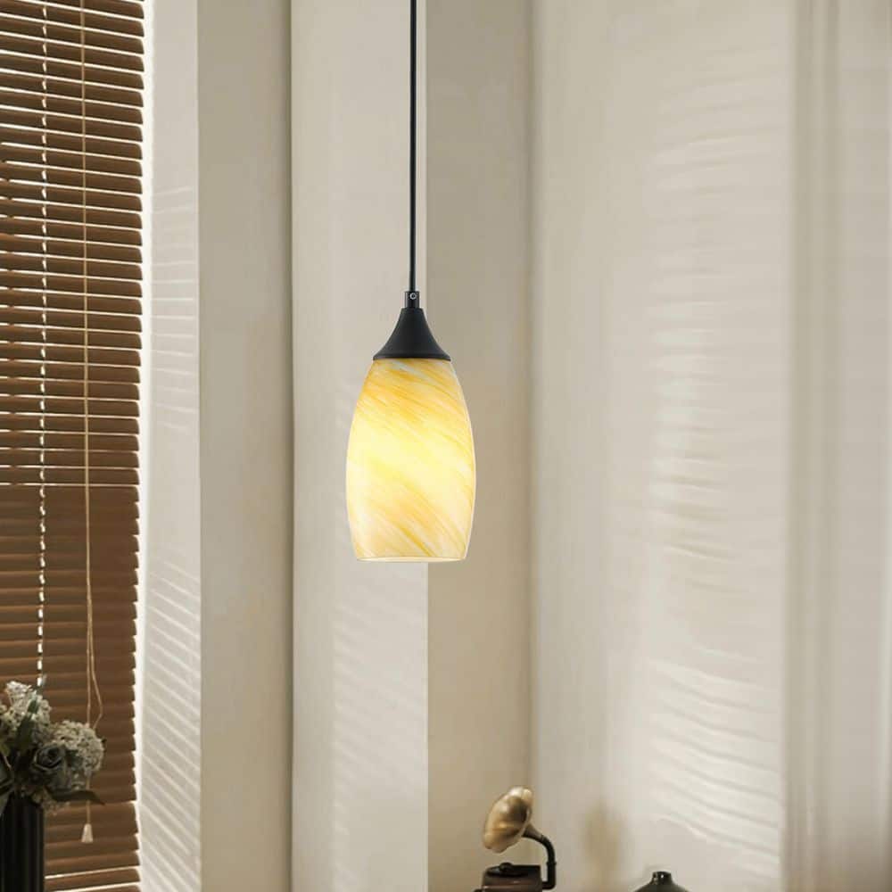 a♡ aiwen 4.72 in. 1-Light Kitchen Island Yellow Pendant Light Vintage