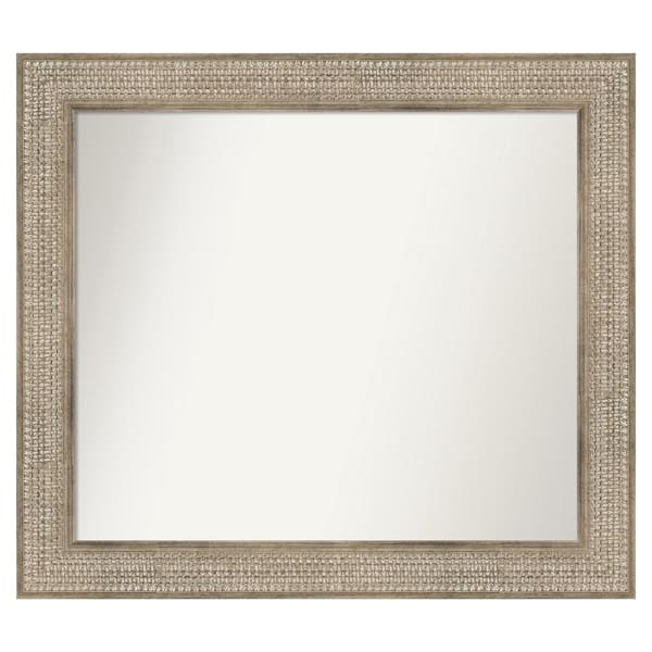 Amanti Art Trellis Silver 34 in. x 30 in. Custom Non-Beveled Wood Framed Bathroom Vanity Wall Mirror