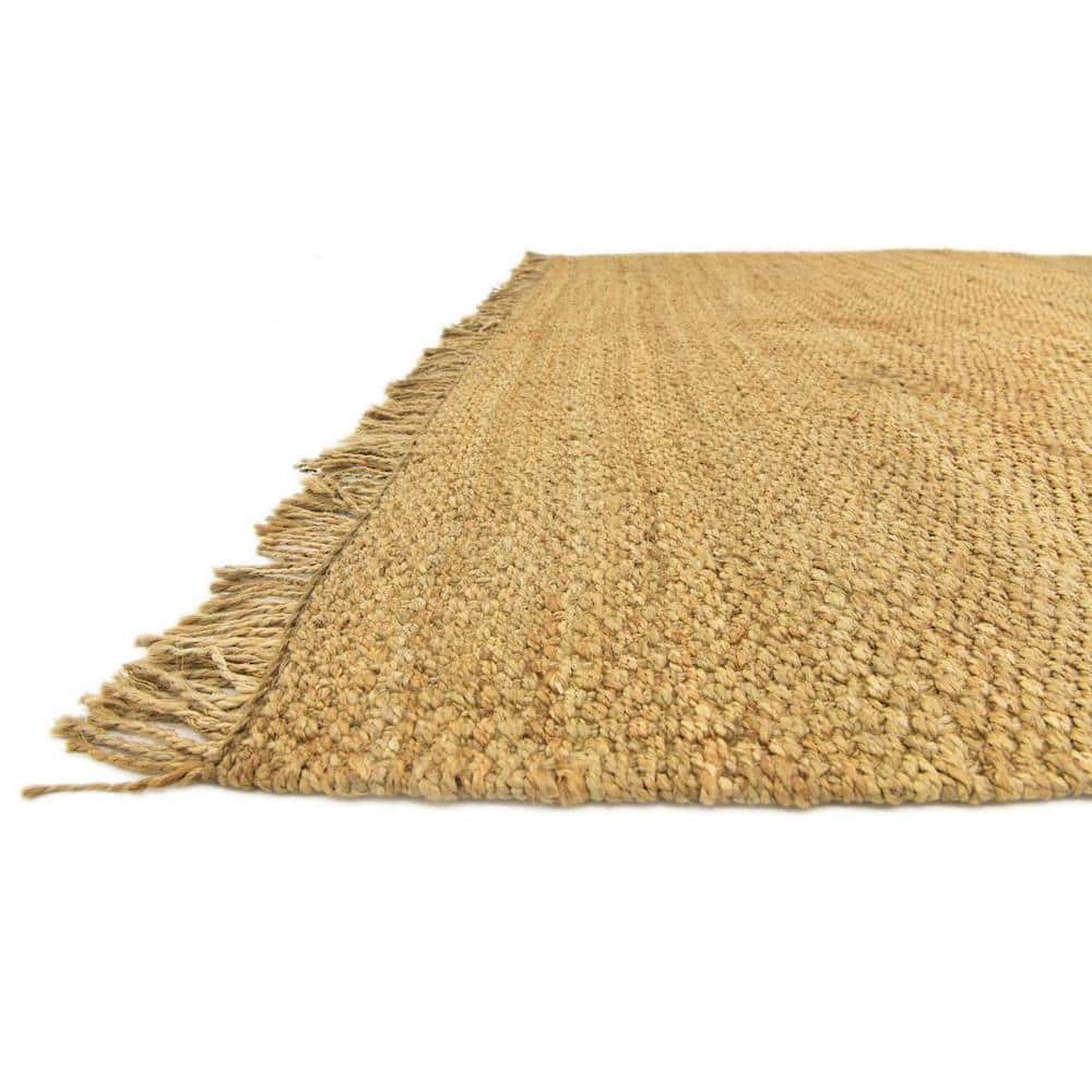 Eco-Friendly Tan Handwoven Jute 9' x 12' Area Rug