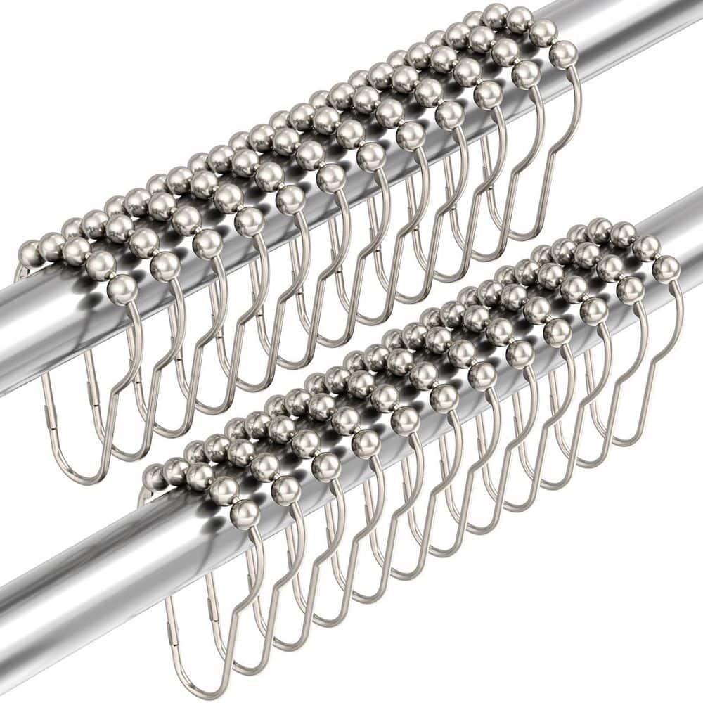 Decorative Rust Proof Stainless Steel Shower Curtain Hooks for Bathroom Shower Rods Set of 24 in Polished Nickel price history on PriceWatchPro