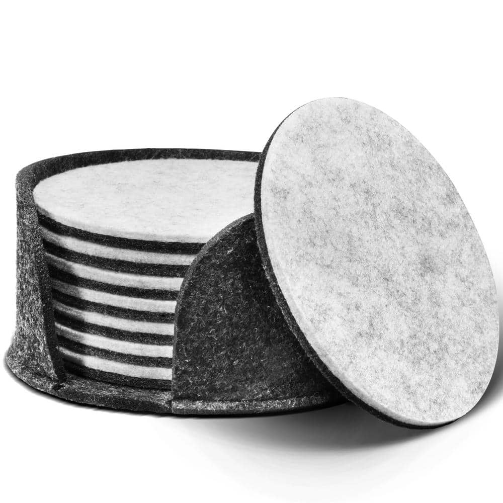 Felt Coaster · Bulk Pricing · 100% Merino Wool · Thick, Soft & Absorbent ·  Carbon Black Round