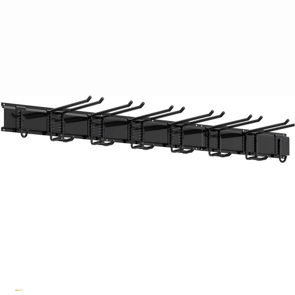 Heavy Duty 51 in. Powder-Coated Steel Wall Rack Black Finish with Rubber-Coated Hooks and 3 Rails for Tool Storage price history on PriceWatchPro