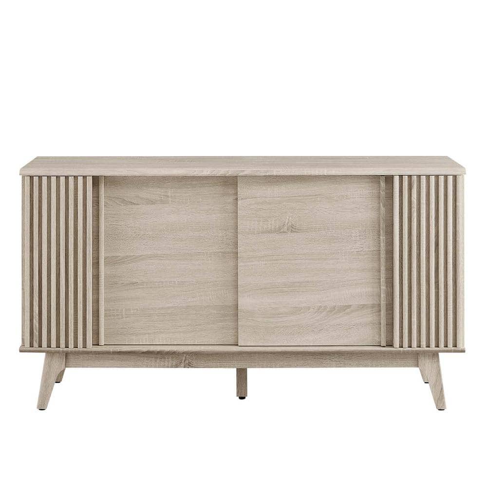 Eudora Oak Mid-Century Modern Sideboard with Sliding Doors