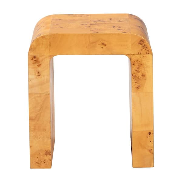 Revelle 15.7 in. Light Mappa Real Burl U-Shaped Wood Top End Table