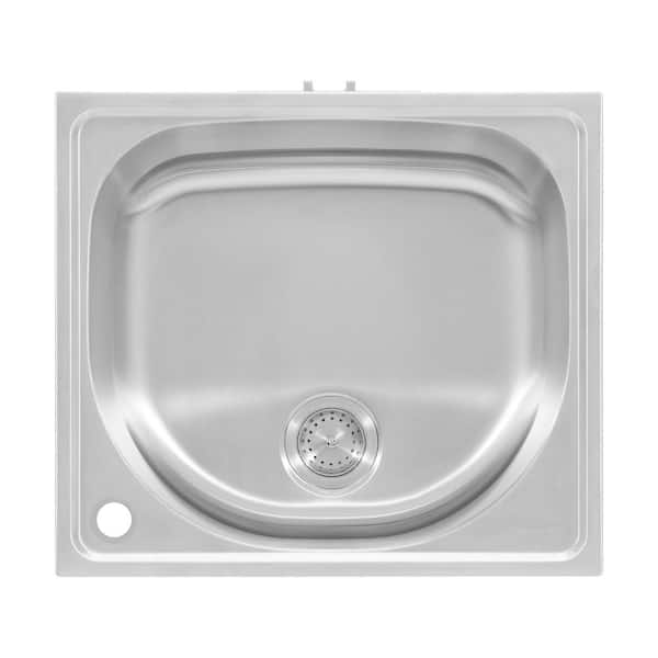 Glacier Bay All-in 1-Stainless Steel 24.1 in. x 21.3 in. Particle Board  Drop-In Laundry Sink with Faucet and White Storage Cabinet LT2421A1 - The  Home Depot