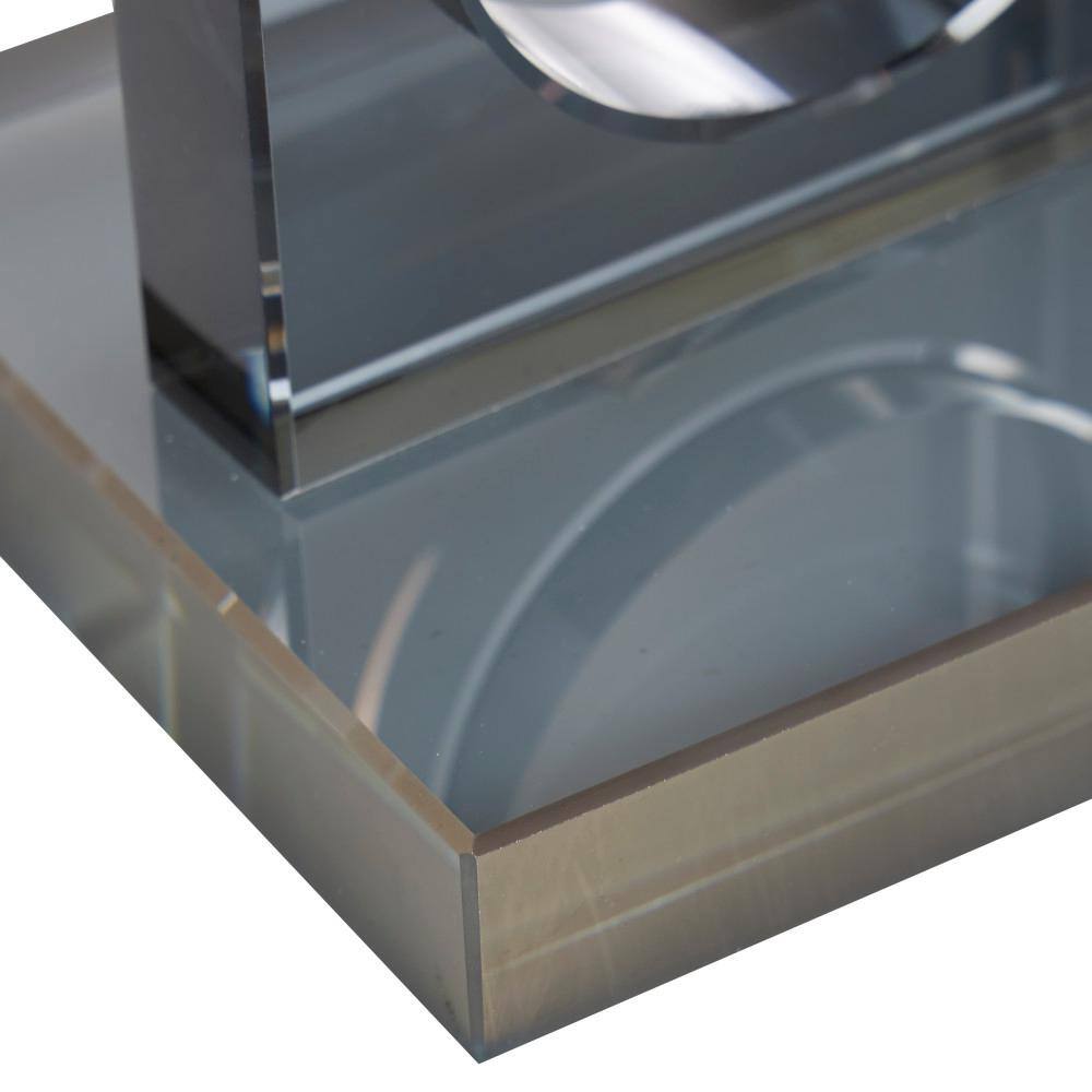 Clear Glass Geometric Non-Skid Bookends with Circle Cut Outs