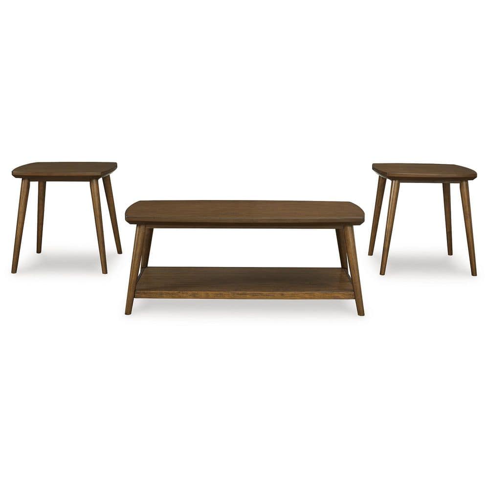 Lyncott Dark Brown Mid-Century Modern Coffee and End Table Set