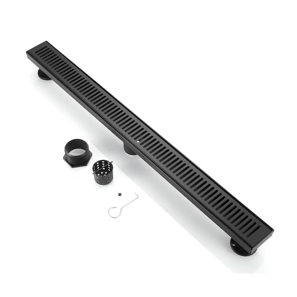 BOANN 32 in. 304 Stainless Steel Linear Shower Drain in Black